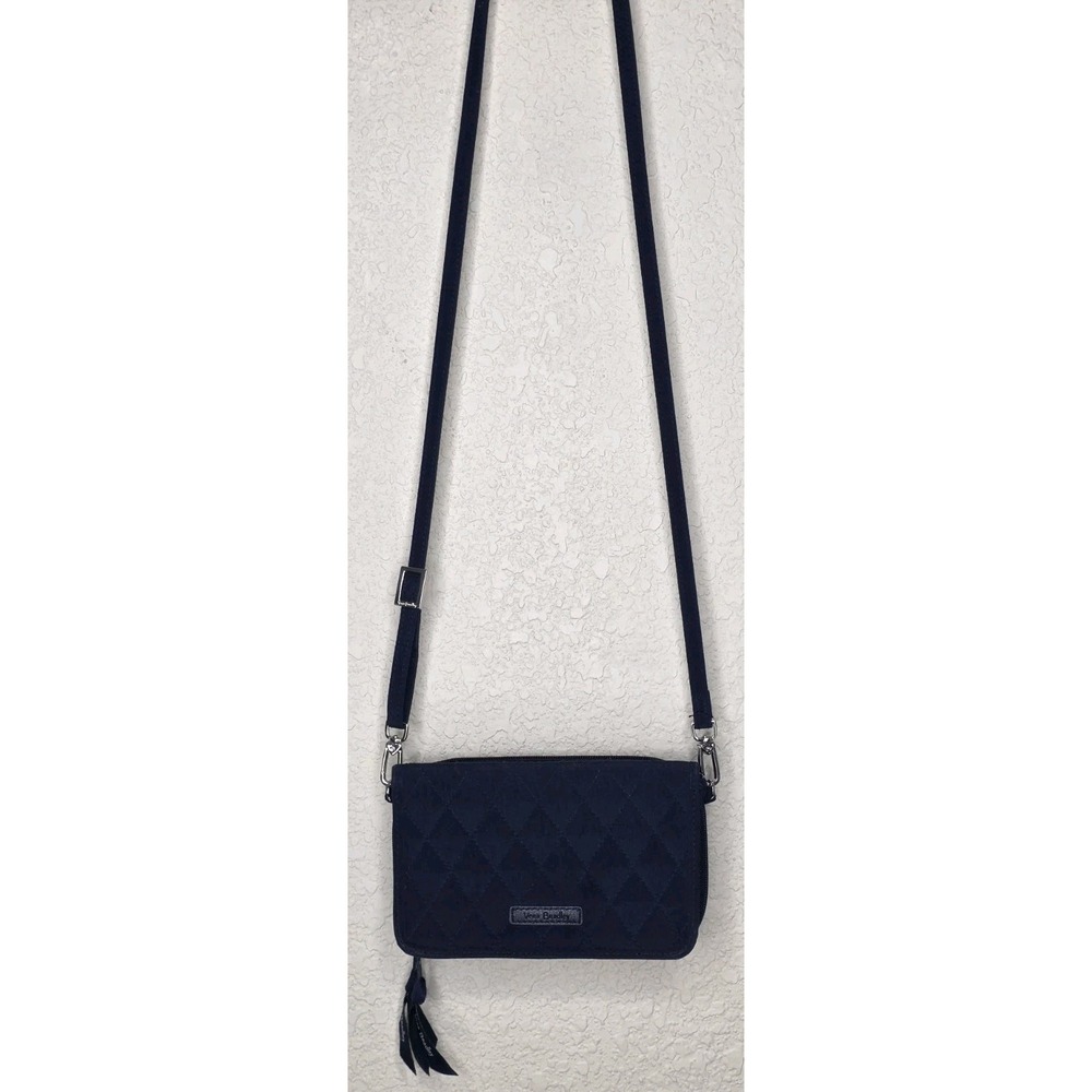 Vera Bradley RFID 3-N-1 Crossbody Bag Wallet Navy Quilted Floral Lined Adjustabl